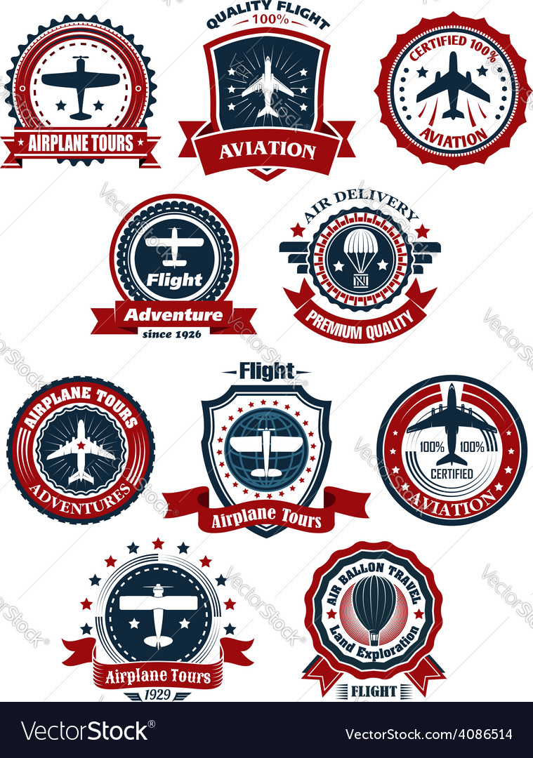 Aviation and air travel banners or emblems Vector Image