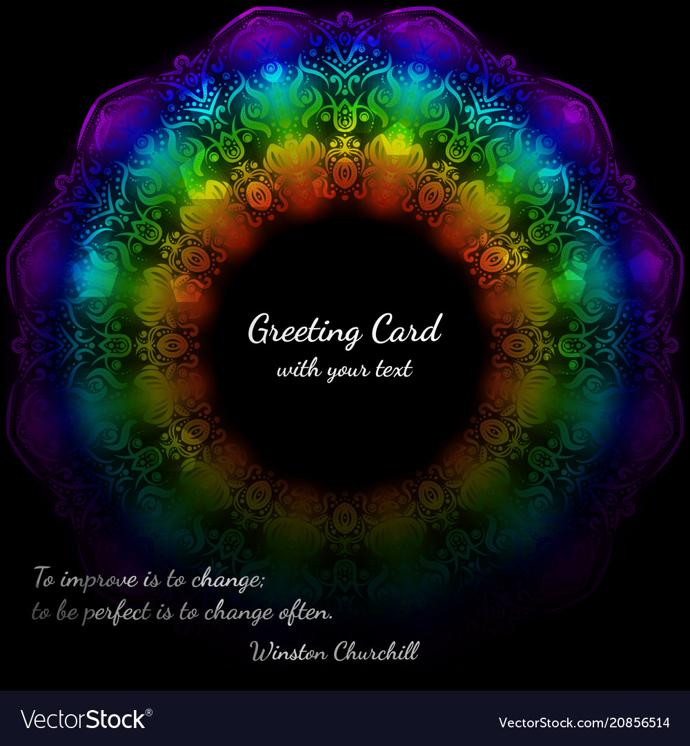Black of greeting card with round pattern Vector Image Black of greeting card with round pattern