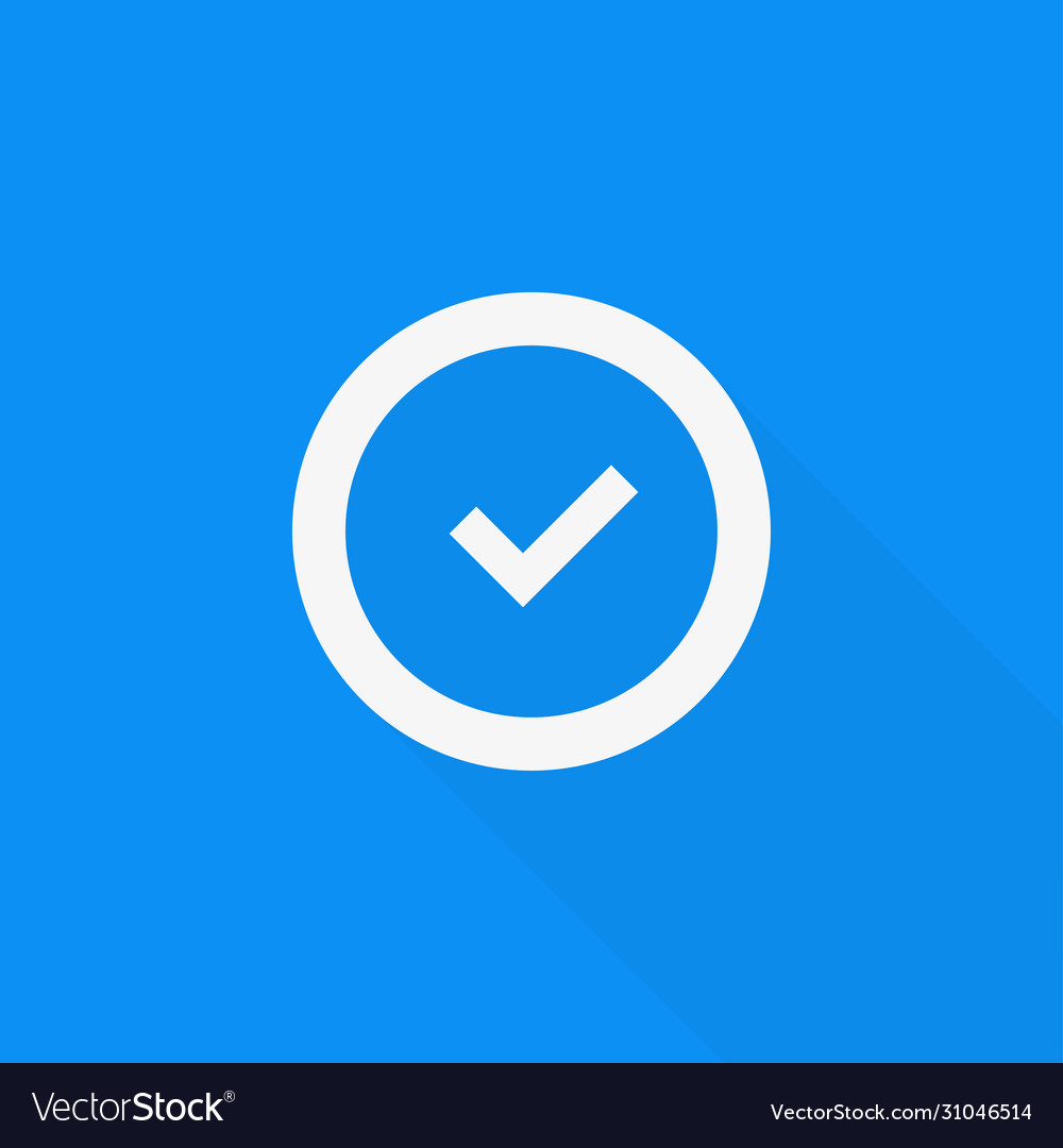 Check mark in flat style with shadow Vector Image Check mark in flat style with shadow