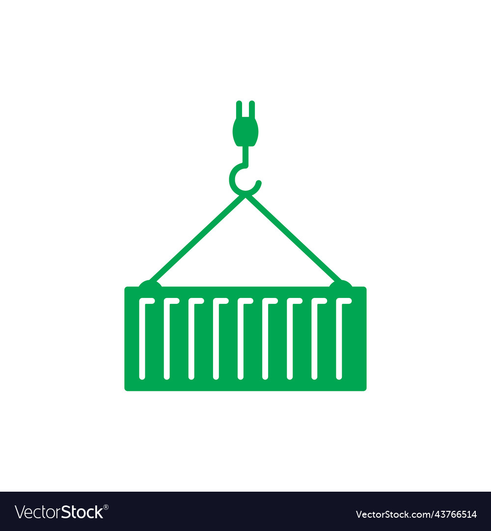 Green pulley and container icon