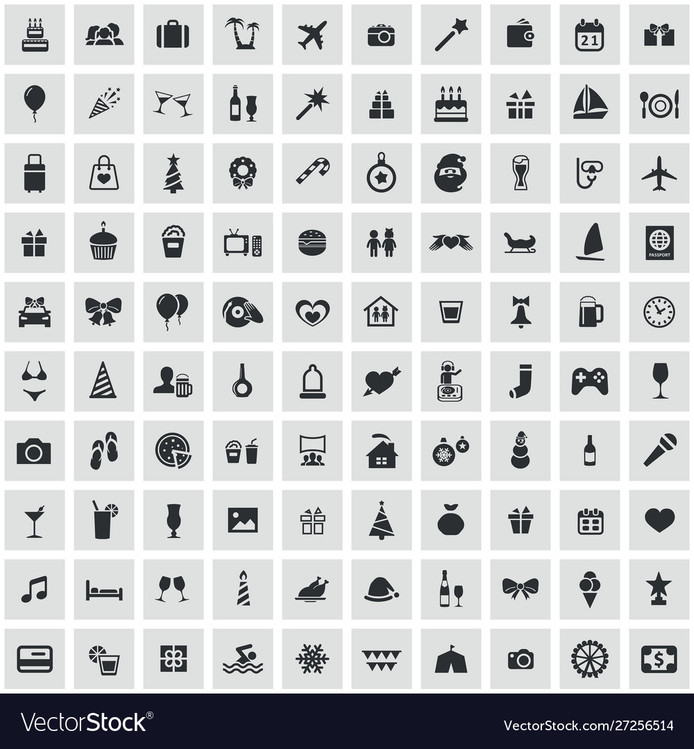 Holiday 100 icons universal set for web and ui