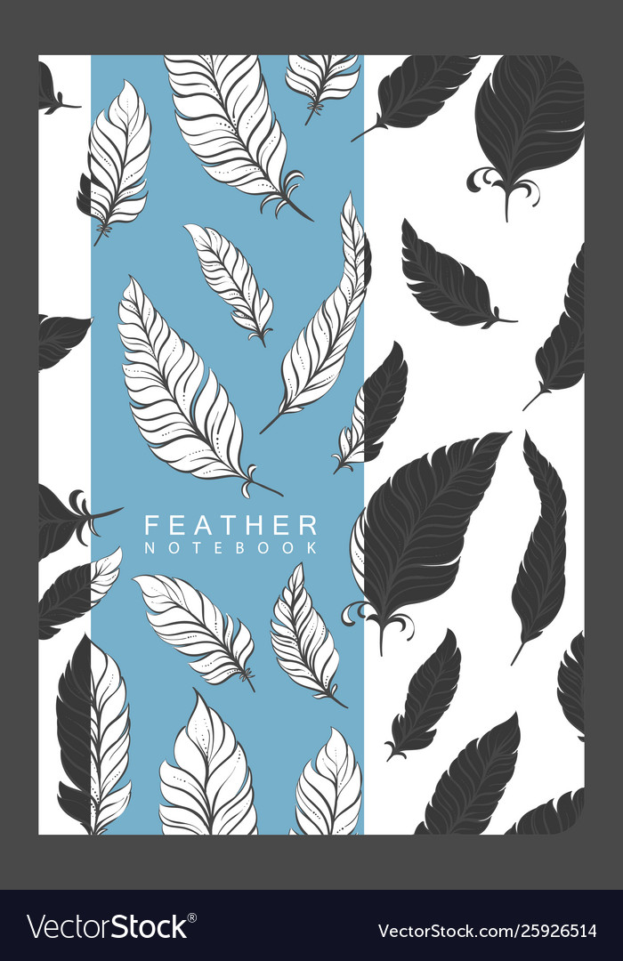 Notebook template with feathers