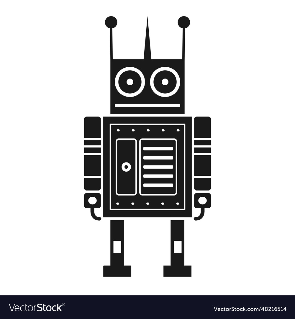 Retro robot mechanical toy in outline design