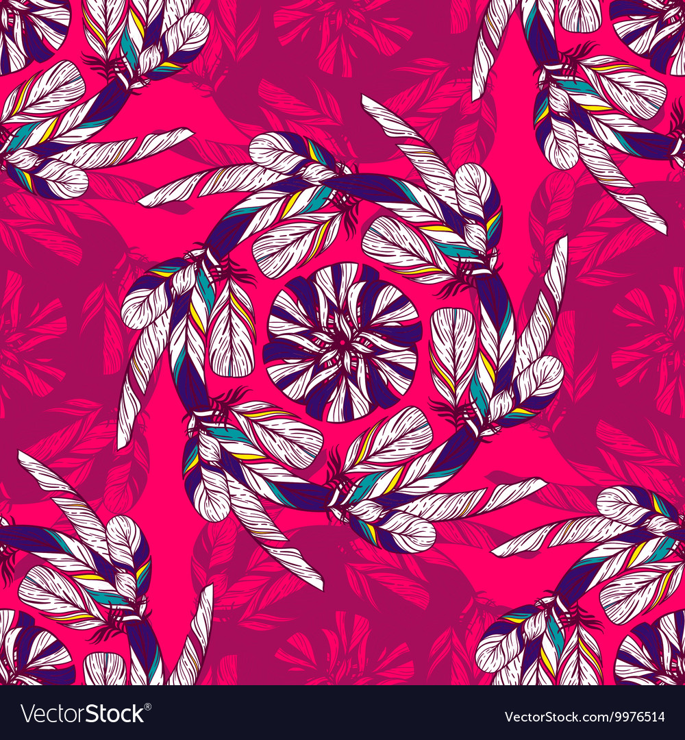 Seamless pattern in boho style round kaleidoscope