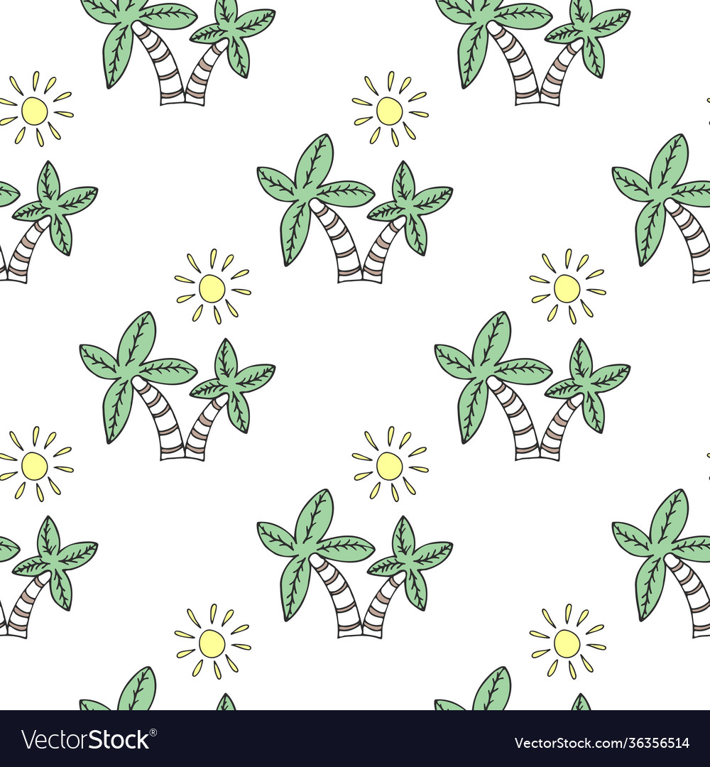 Seamless pattern with palm tree and sun vector image Seamless pattern with palm tree and sun