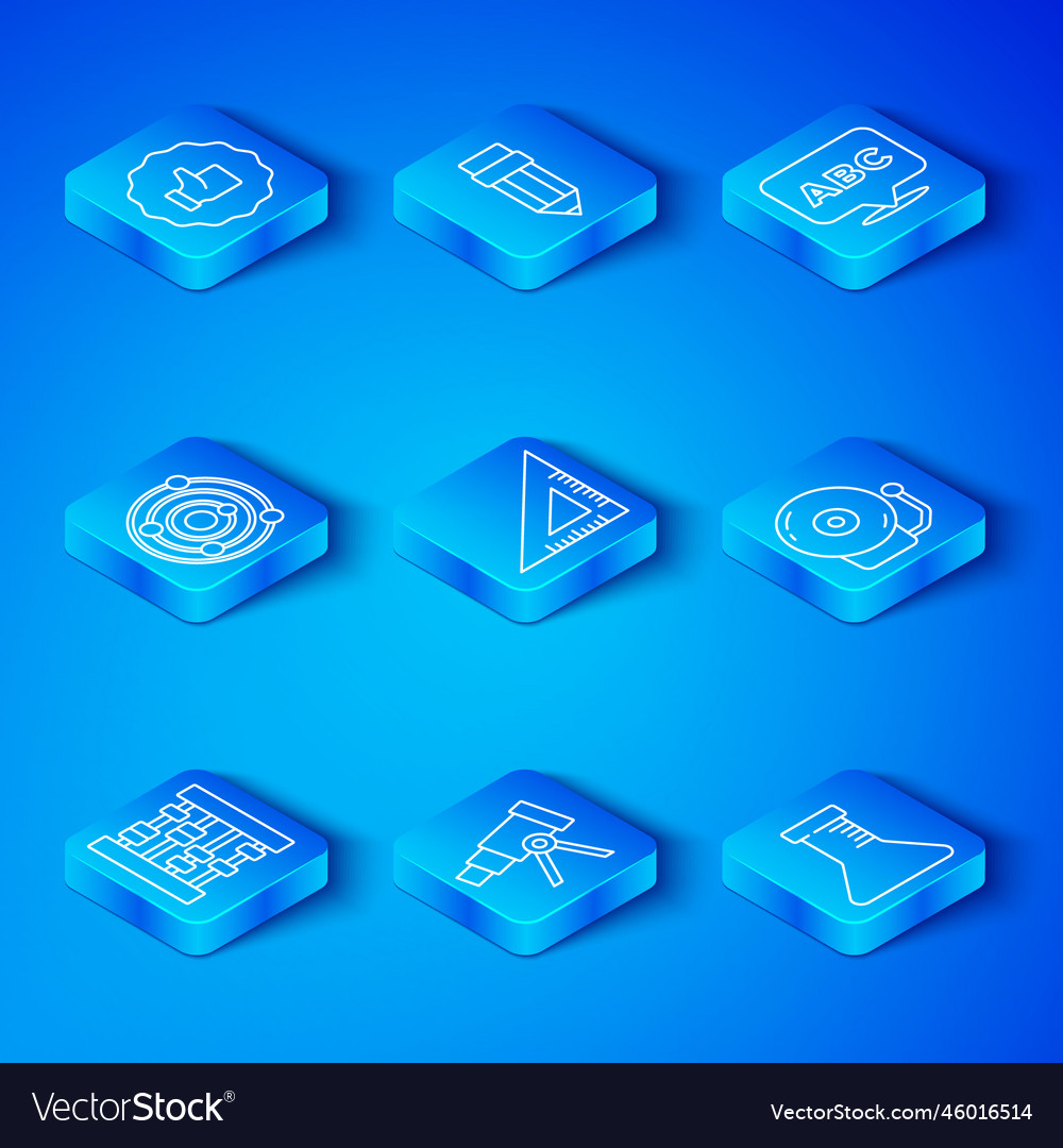Set line abacus triangular ruler telescope vector image Set line abacus triangular ruler telescope