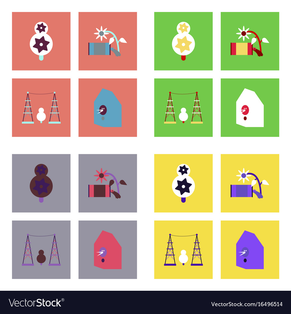 Set of modern eco system icons in flet style
