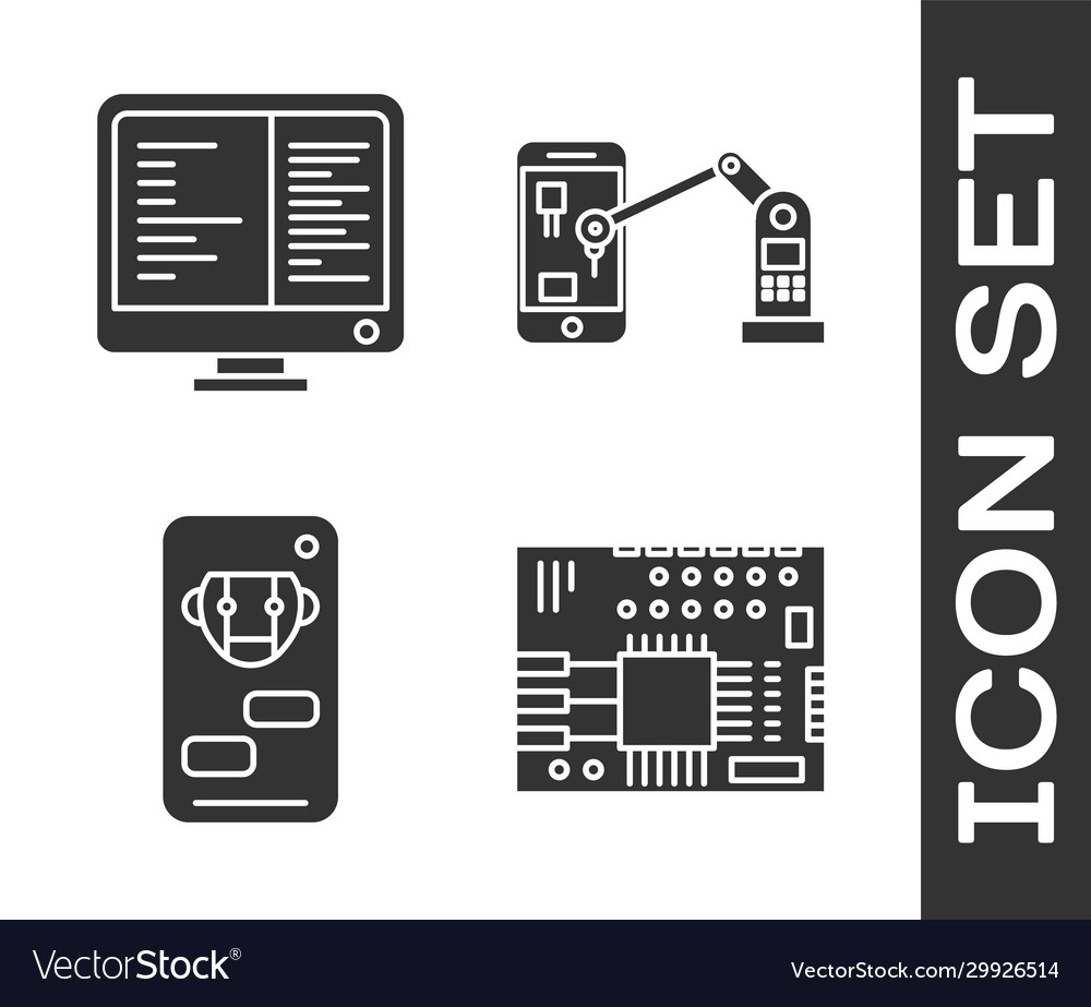 Set printed circuit board pcb computer monitor vector image Set printed circuit board pcb computer monitor