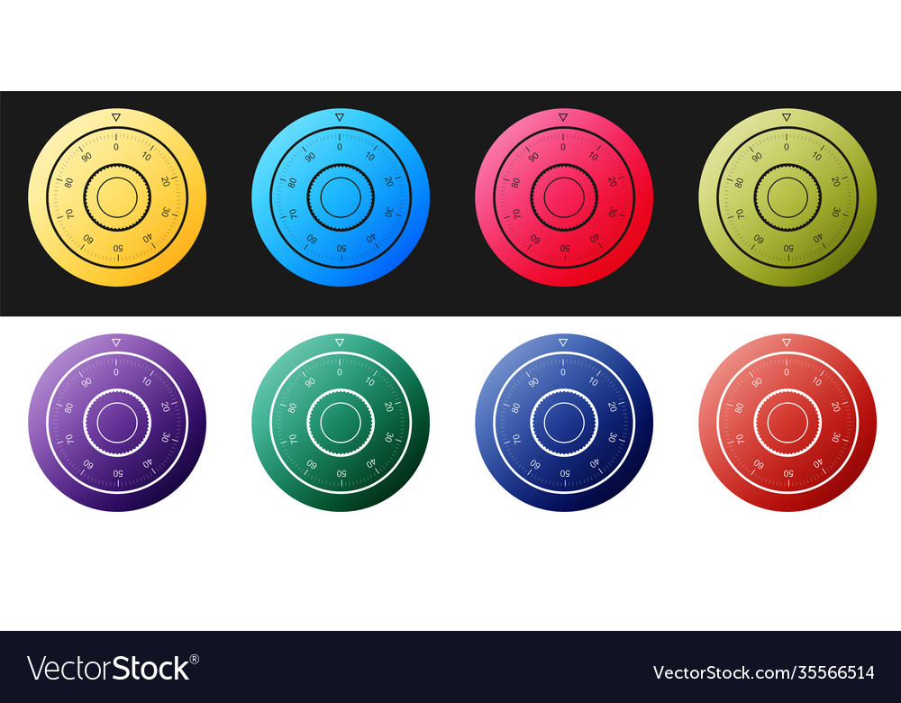 Set safe combination lock wheel icon isolated