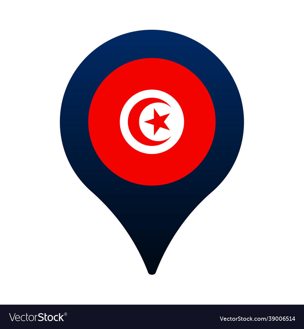 Tunisia flag and map pointer icon national