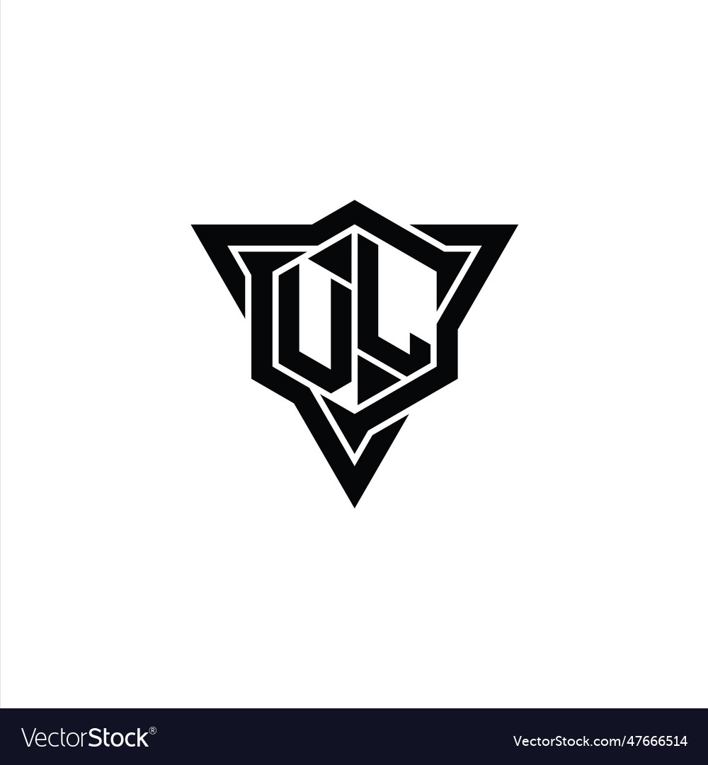 Ul logo monogram hexagon shape with triangle