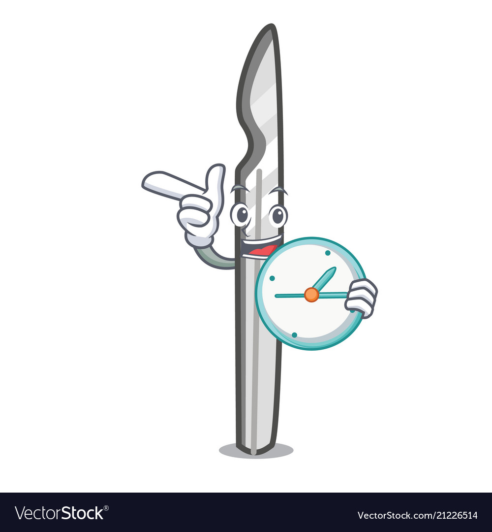 With clock scalpel character cartoon style