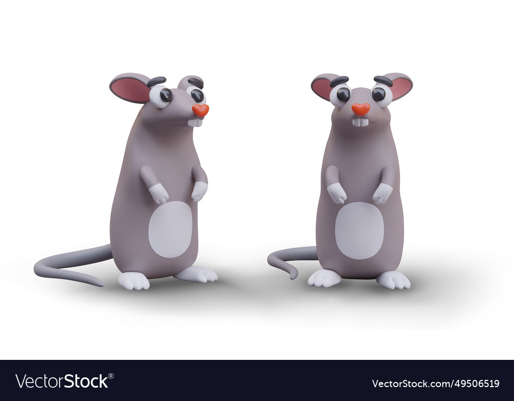 3d mouse with heart nose and white belly toothy