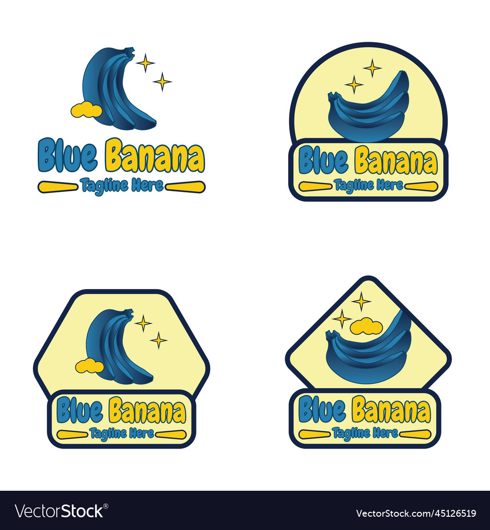 Blue Banana Logo Set Image Royalty Free Vector Image