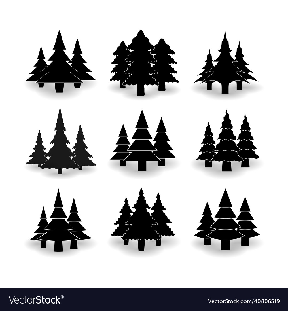 Christmas tree icons of different sizes vector image Christmas tree icons of different sizes