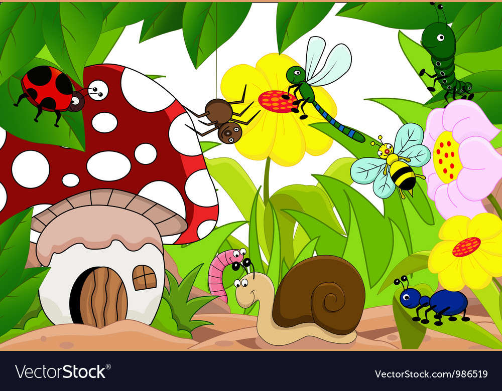 Collection Of Cartoon Insects In The Garden Vector Image 5176