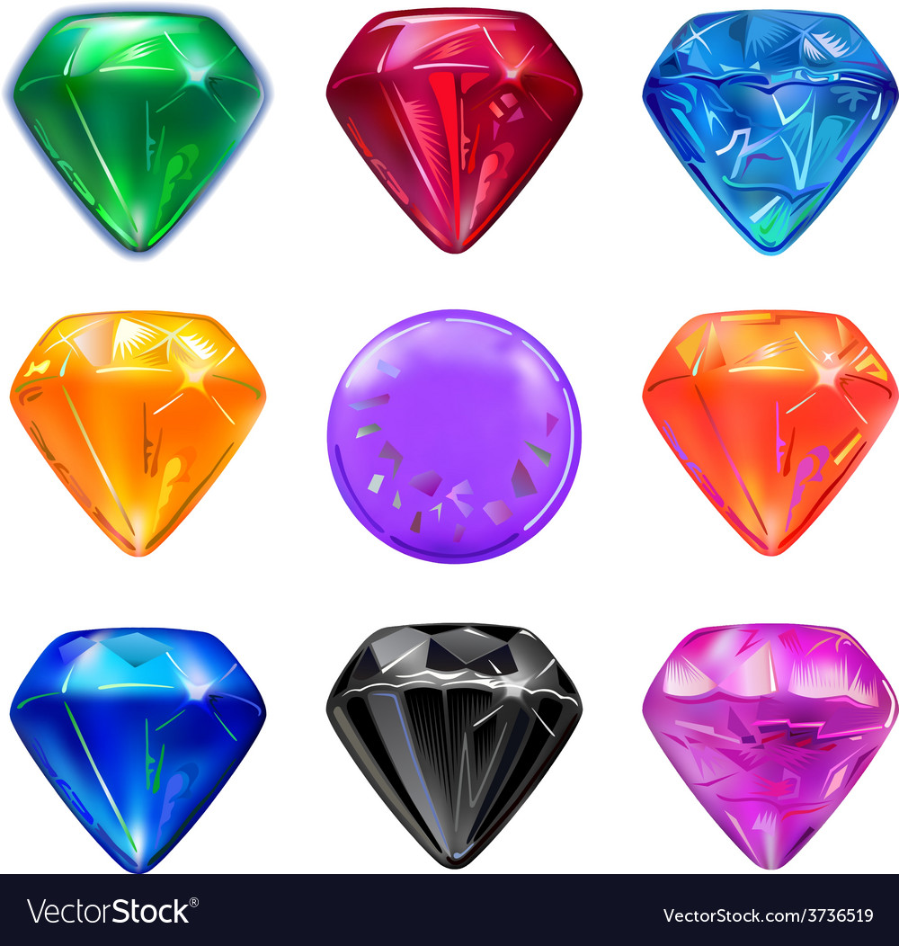 Colored gems game interface set