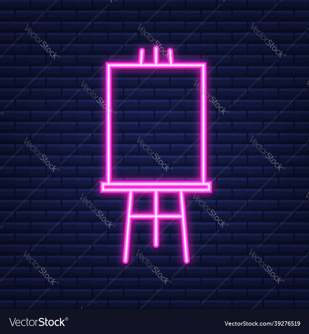 Easels with mock up empty blank square neon icon vector image Easels with mock up empty blank square neon icon