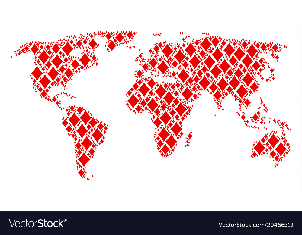 Globale Atlas Mosaik von Diamanten Anzug Icons