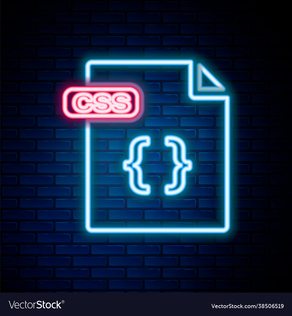 Glowing neon line css file document download Vector Image Glowing neon line css file document download