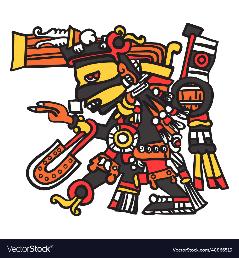 God aztec color tezcatlipoca Royalty Free Vector Image