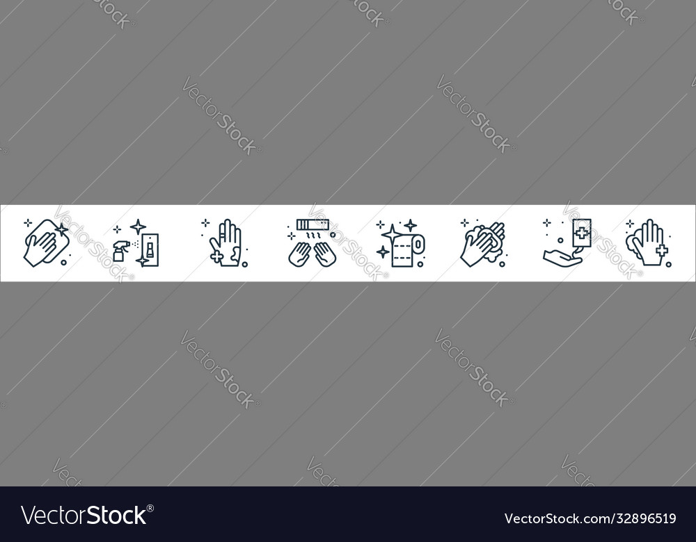 Hygiene line icons linear set quality