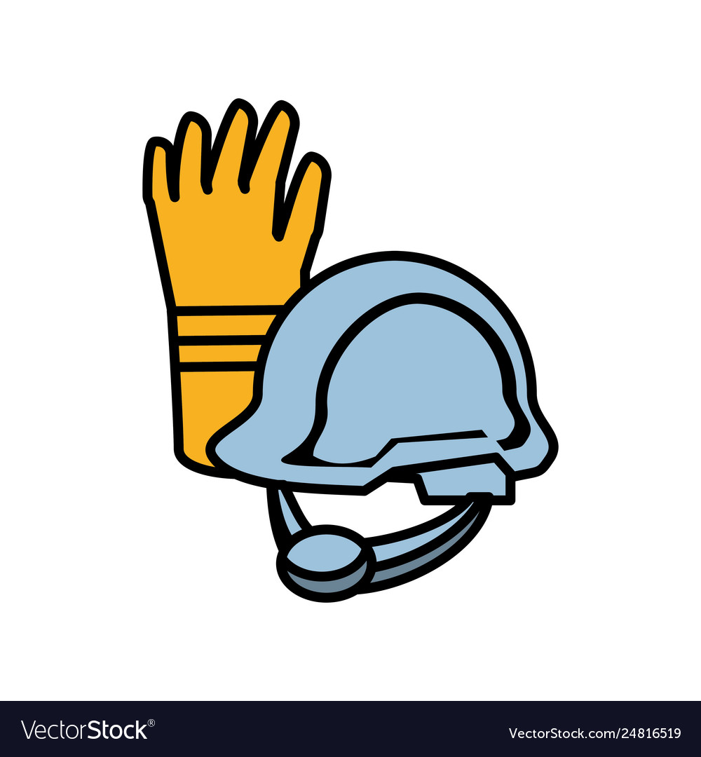 Industry gloves with helmet Royalty Free Vector Image