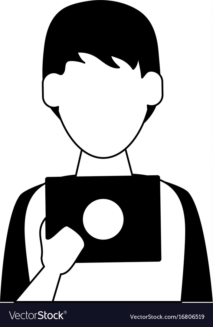 Man avatar using tablet icon image