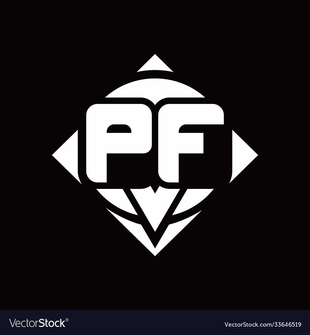 Pf logo monogram with circle shape and square