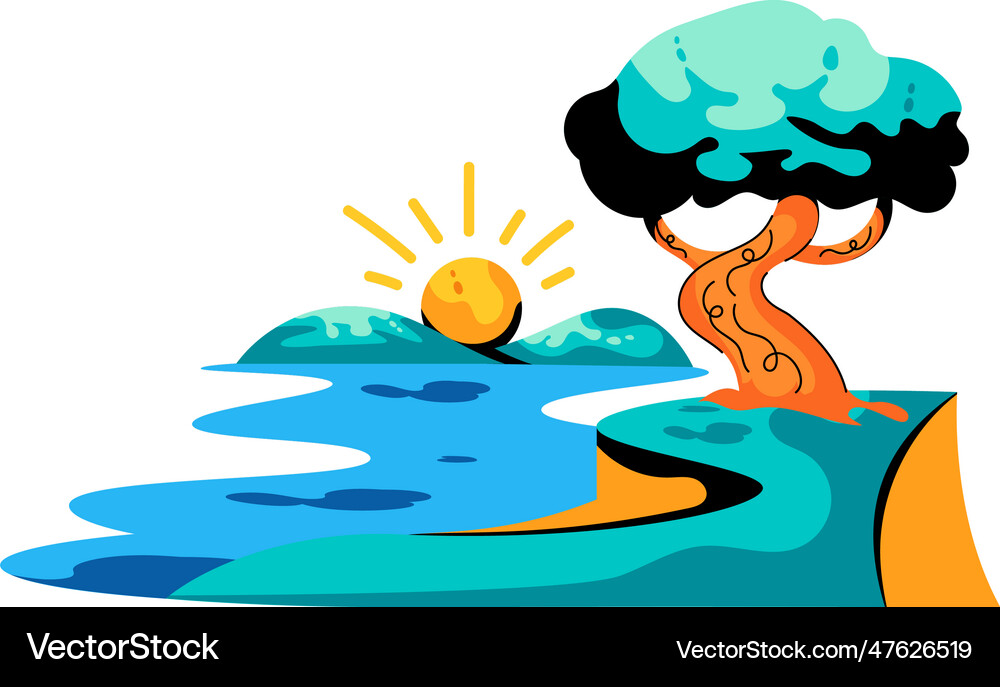 River sunset Royalty Free Vector Image - VectorStock