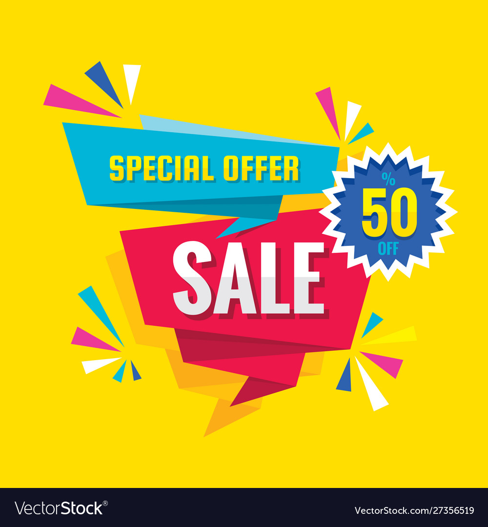 Sale concept banner design discount 50 percent Vector Image