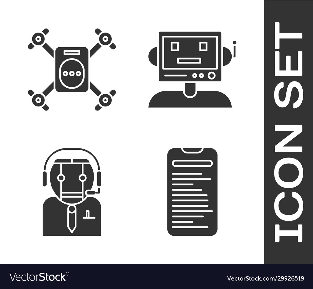 Set computer api interface drone flying vector image Set computer api interface drone flying