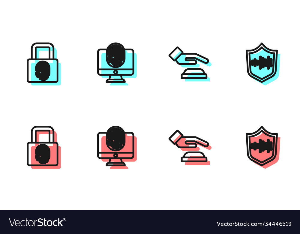 Set line palm print recognition fingerprint Vector Image Set line palm print recognition fingerprint