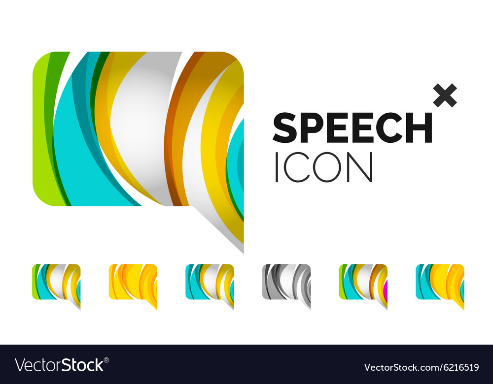 Set of abstract speech bubble and cloud icons