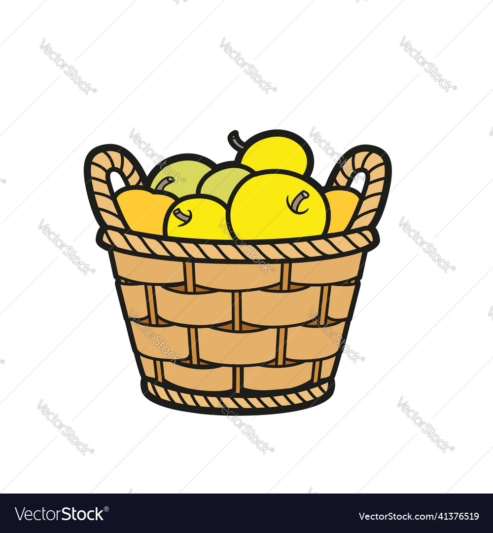 Wicker basket with apples color variation