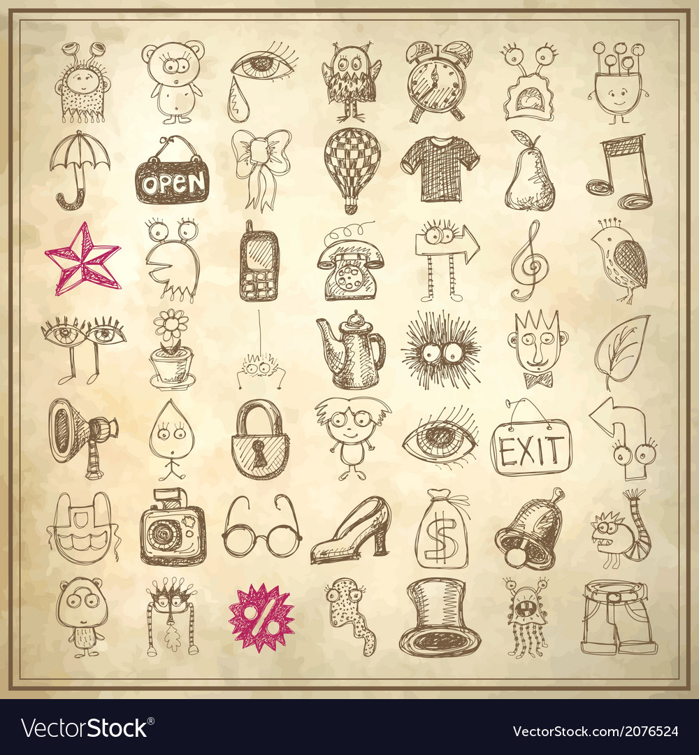 49 hand drawing doodle icon set