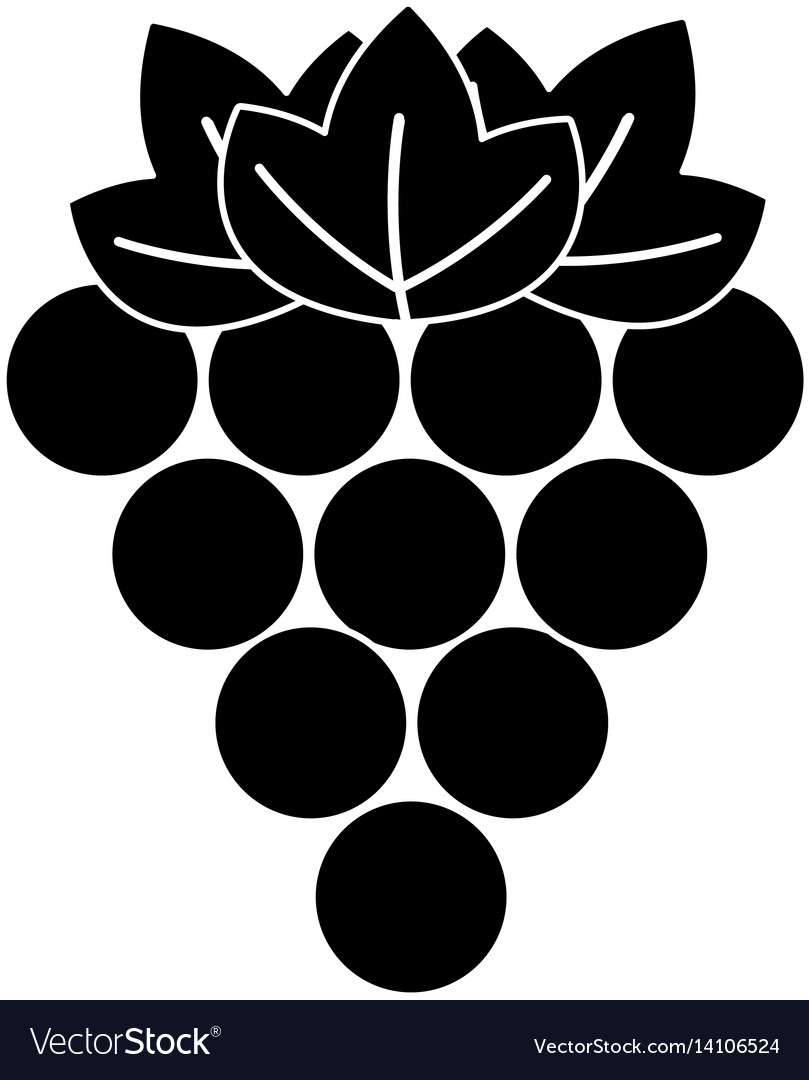 Black contour grapes fruit icon image