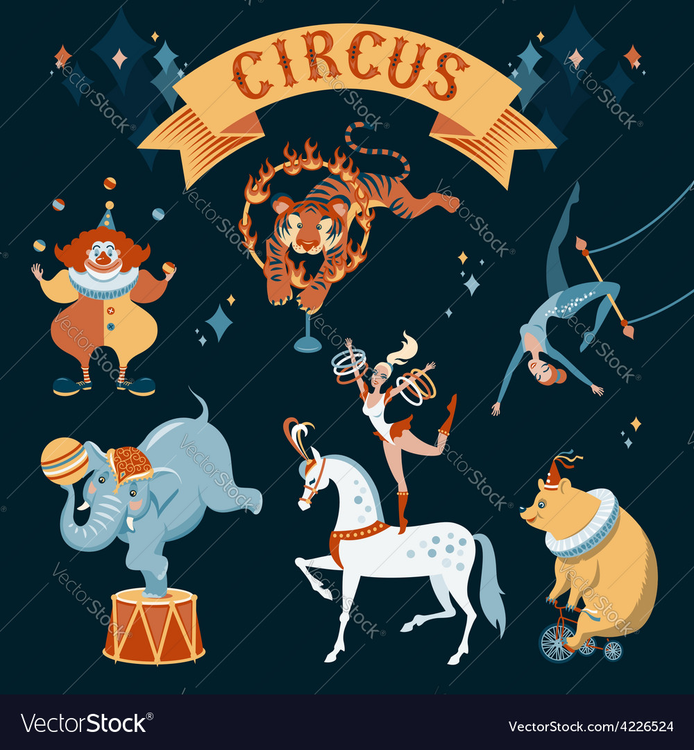 Circus characters Royalty Free Vector Image - VectorStock