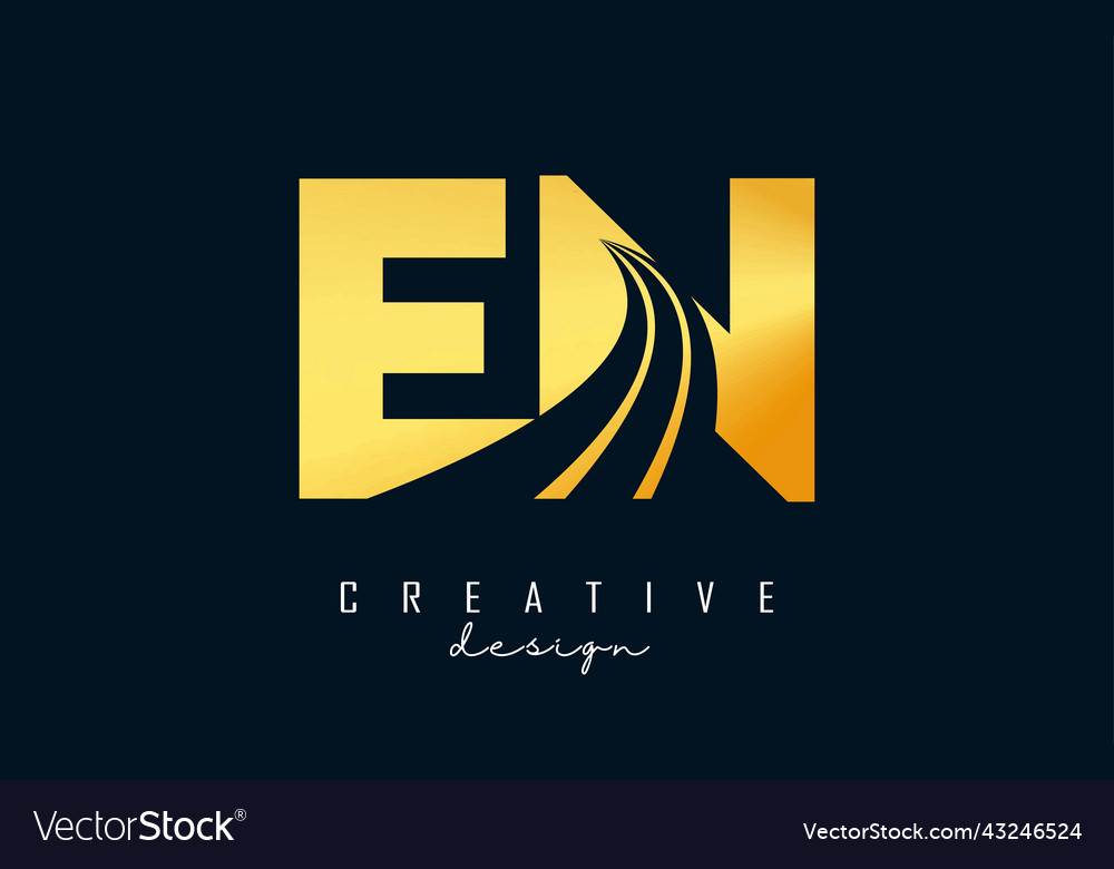 Creative golden letters en e n logo with leading