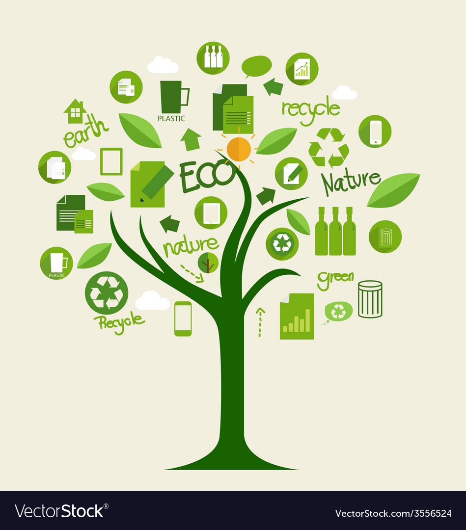 Ecology concept tree with icons