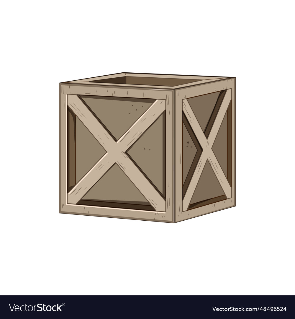 Empty wooden crate cartoon Royalty Free Vector Image