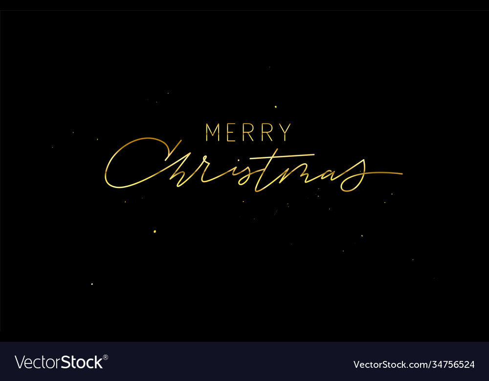 Gold and glitter merry christmas greeting card