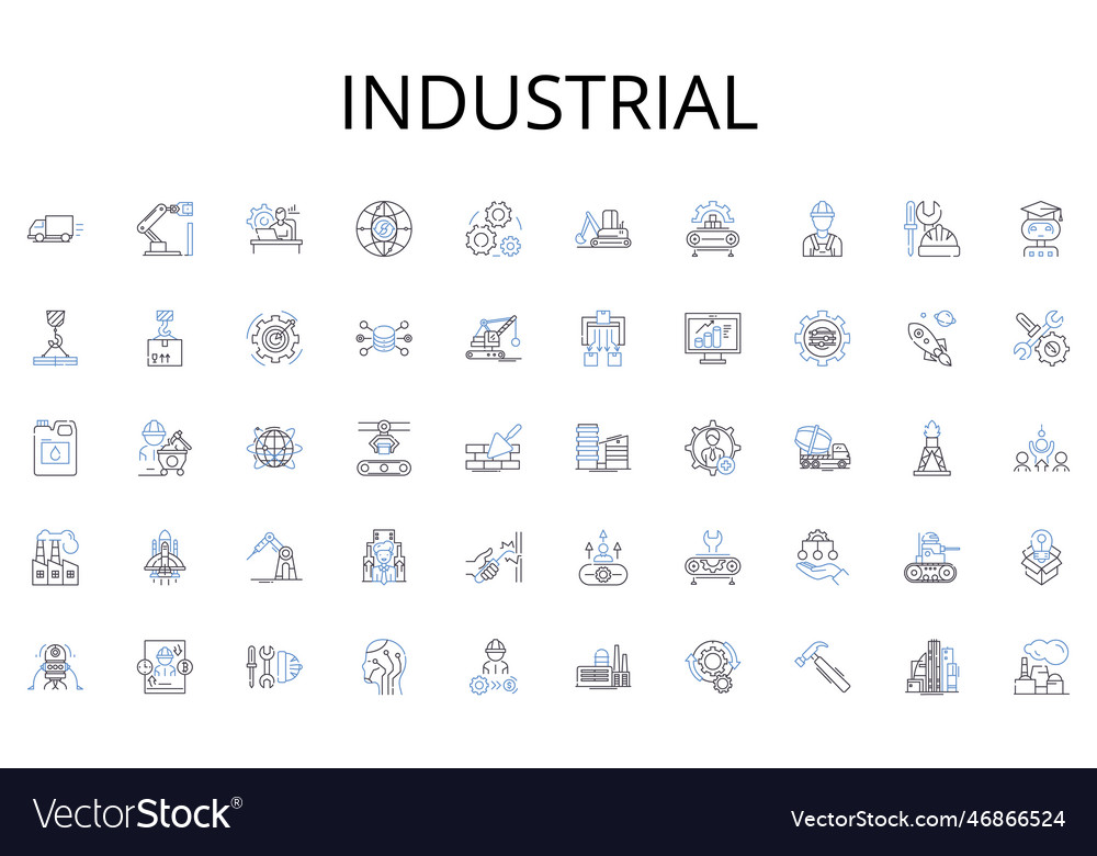 Industrial line icons collection experimentation