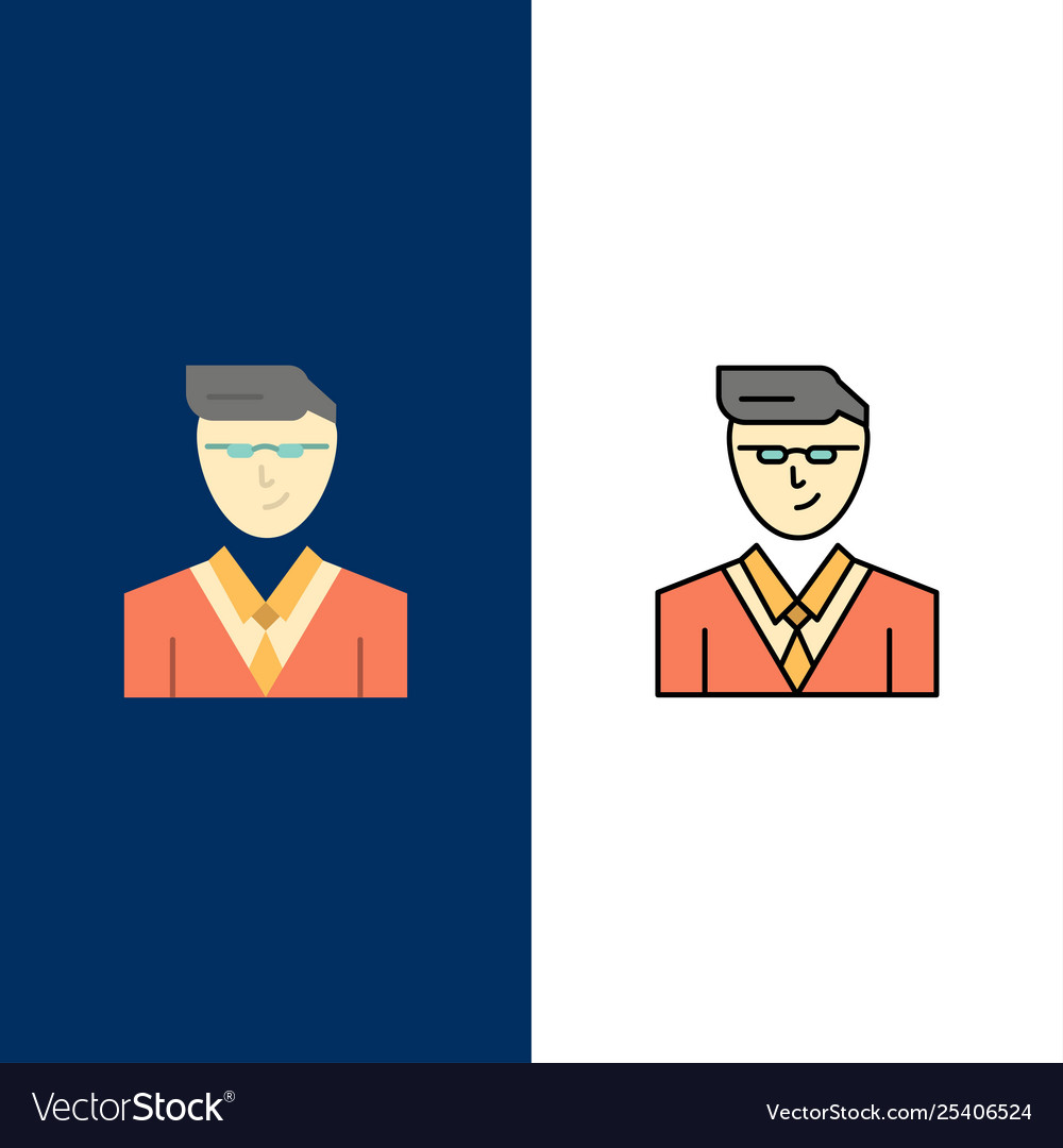 Man user manager student icons flat and line vector image Man user manager student icons flat and line