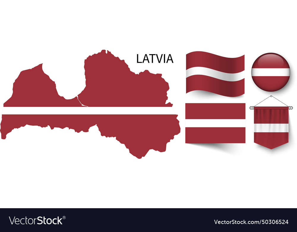 Map of latvia and the various flags