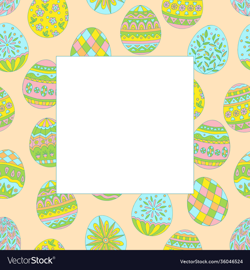 Square frame with abstract easter egg pattern vector image Square frame with abstract easter egg pattern