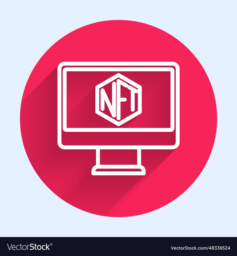 White line monitor with art store app icon vector image White line monitor with art store app icon