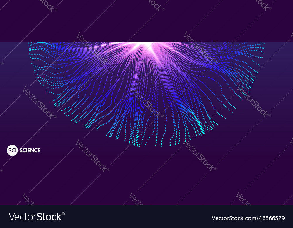 Array mit dynamischen Partikeln 3d Technologie-Stil vector image Array mit dynamischen Partikeln 3d Technologie-Stil