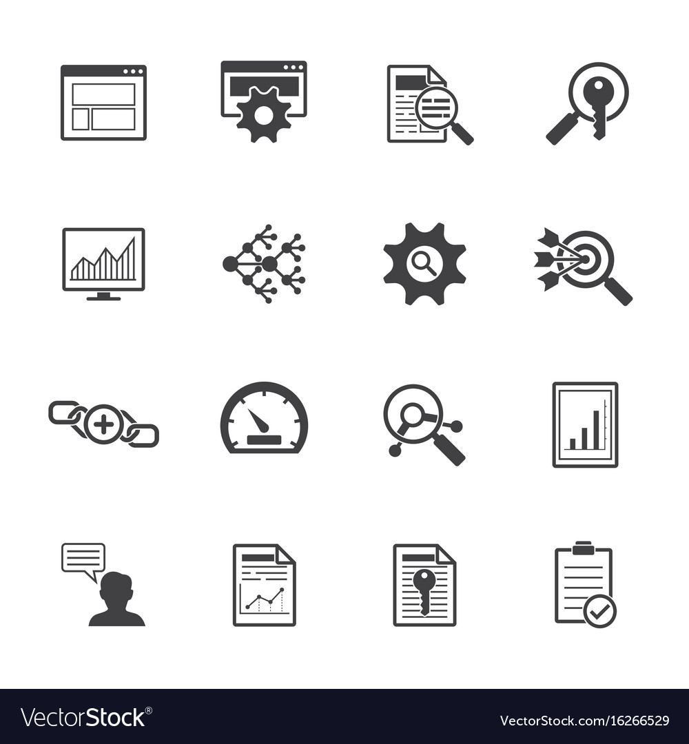 Big data icons set seo concept