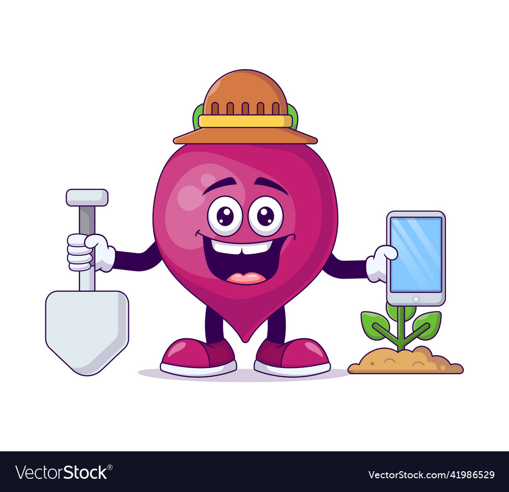 Gardener beetroot cartoon mascot character Vector Image Gardener beetroot cartoon mascot character Vector Image
